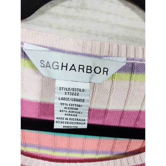 Sag Harbor Women's Pink Striped Lightweight Pullover Sweater Size Large NWT - Picture 3 of 6